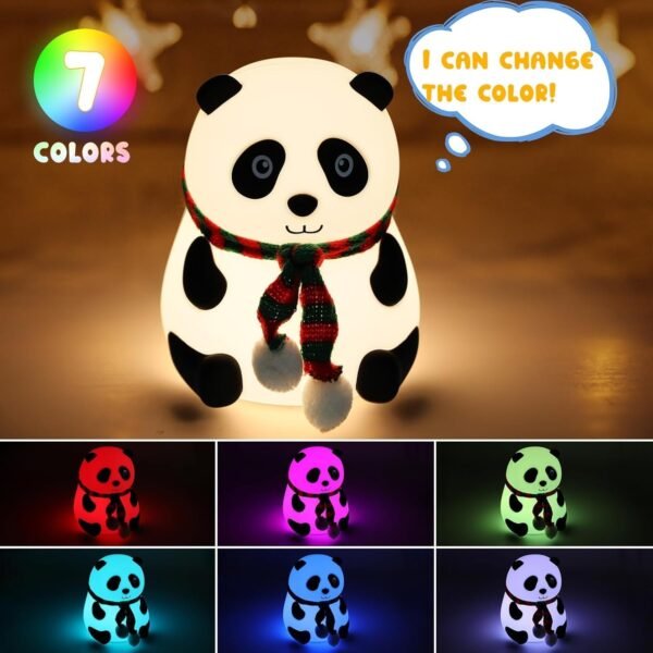 1000029538 Cute Panda Silicone RGB Night Light | 7 Color Changing USB Rechargeable LED Lamp